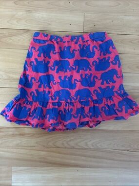 Lilly Pulitzer Pink Mini Skirt with Blue Elephant Print